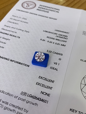 Buy 3.23CT G VS1 3EX CVD Lab Created Diamonds IGI Certificate LG626434631 online manufacture