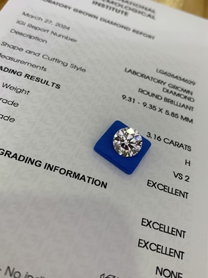 Buy 3.16CT H VS2 3EX Round Cut CVD Lab Diamond LG626434629 online manufacture
