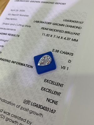 Buy 2.38CT D VS1 2EX Synthetic Diamonds Lab Diamonds Pear Shape online manufacture