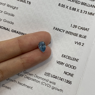 Buy 1.29ct VVS2 Pear Shaped Lab Created Diamond Fancy VIVID Blue online manufacture