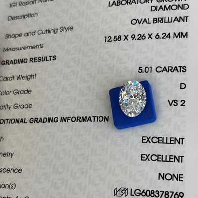 Buy 5.01ct Man Made Diamonds Oval Cut CVD D VS2 2EX N IGI Lab Diamonds online manufacture