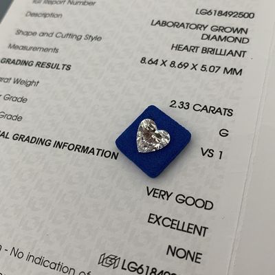 Buy 2.33ct Lab Grown Diamond Heart Cut CVD G VS1 2EX N IGI Artificial Diamonds online manufacture