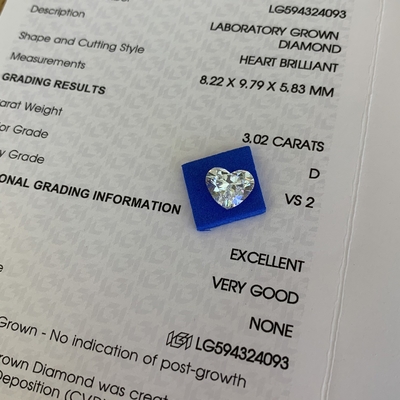Buy 3.02 Carat Heart Shaped Lab Diamonds D Color VS2 Clarity online manufacture