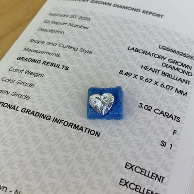 Buy 3.02ct Lab Grown Heart Shaped Diamond CVD F SI1 2EX N IGI LG566326237 online manufacture