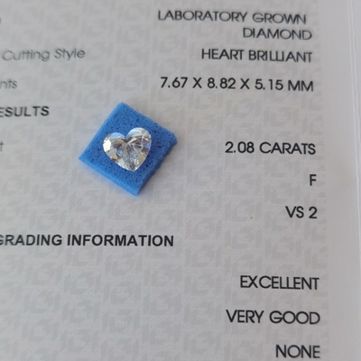 Buy 2.08ct CVD Heart Shaped Lab Grown Diamond VS2 F OEM ODM online manufacture