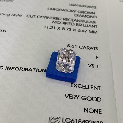 Buy 5.51ct Radiant Cut Lab Grown Diamond CVD F VS1 EX VG N IGI LG618492532 online manufacture