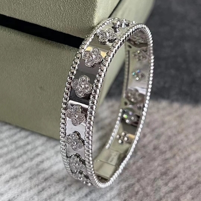 Buy VAN PerleE Sweet Clovers Bracelet 18k Solid Gold Agate Bangle Bracelet online manufacture