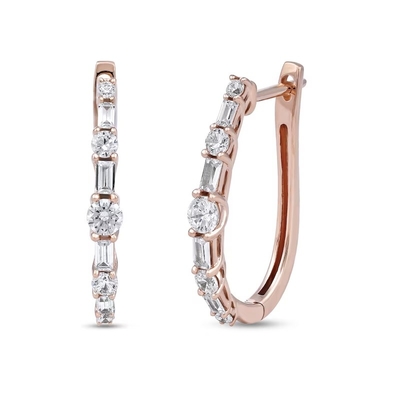 Buy 10K 14K 18K Solid Gold Man Made Lab Grown Diamond Hoop Earrings Baguette Cut online manufacture