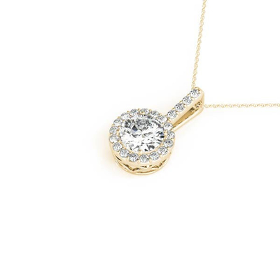 Buy 18K 14K 10K Solid Gold Clarity CVD Round Cut Bezel Lab Grown Diamond Necklace with Gemstone online manufacture