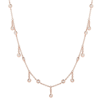 Buy 18K Solid Gold Round Cut Bezel Lab Grown Diamond Necklace with DEFGH Gemstone online manufacture