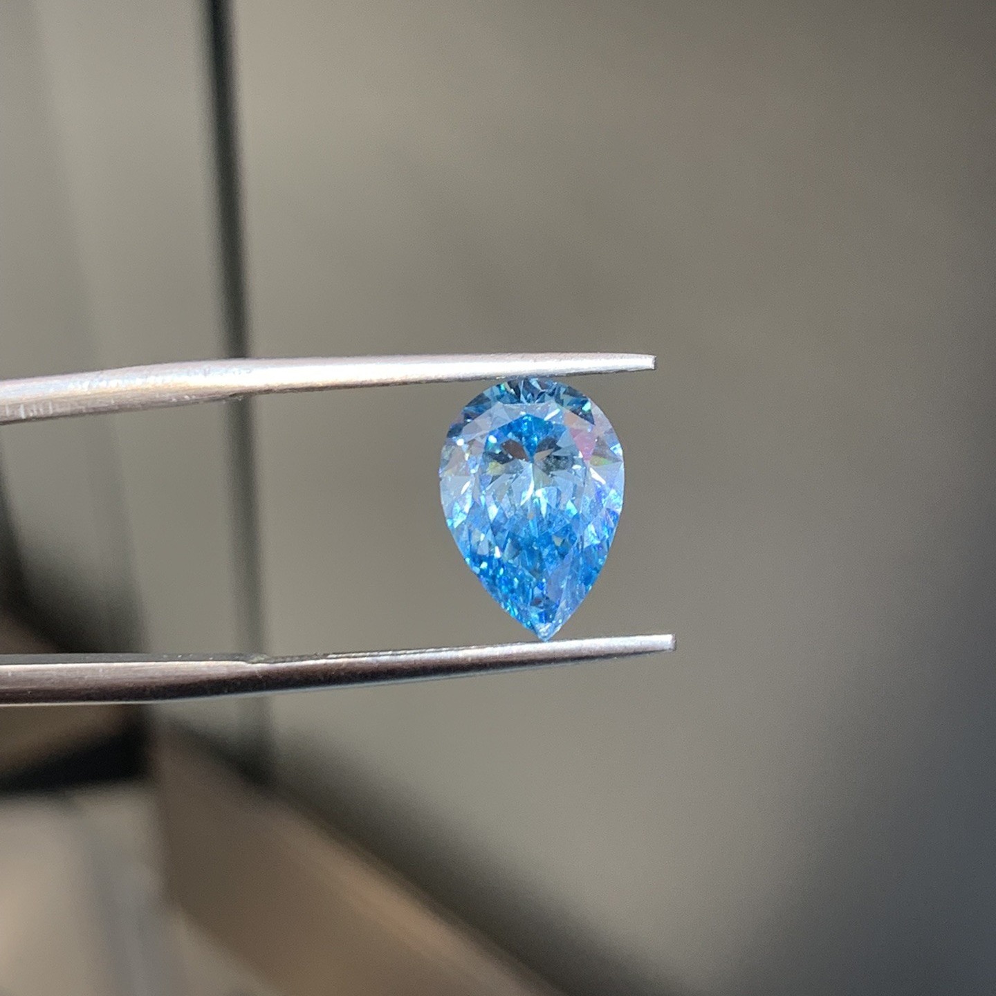 Blue Lab Grown Pear Shaped Diamond