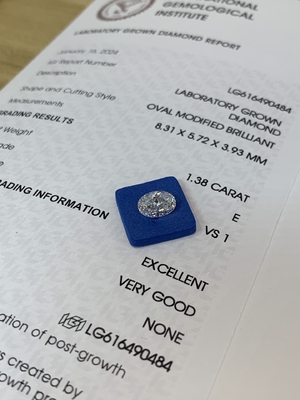 1.38ct Oval Cut Lab Grown Diamond CVD E VS1 EX VG N IGI Certificated
