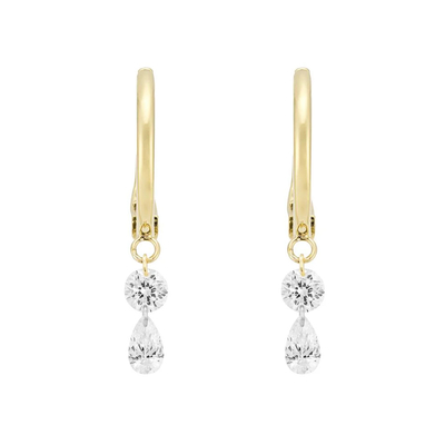 0.38 Carats Lab Created Diamond Hoop Earrings VVS Clarity HPHT Pear Cut in DEFGH